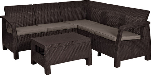 Комплект мебели угловой Корфу Релакс Сет (CORFU II RELAX SET) коричневый Keter