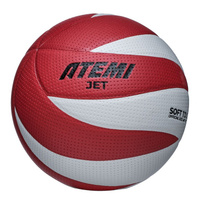 Мяч волейбольный Atemi JET (N), синтетическая кожа PU Soft, бел/красн, 12 п,окруж 65-67, клееный