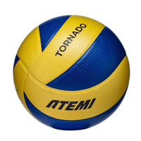 Мяч волейбольный Atemi TORNADO (N), синтетическая кожа PVC, желт-син, 8 п, клееный, окруж 65-67