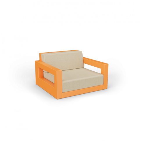 Кресло Quarter lounge с подушками оранжевый / аксессуар бежевый
