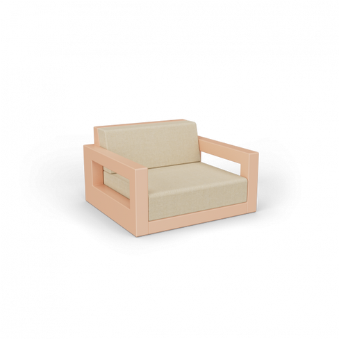 Кресло Quarter lounge с подушками терракотовый / аксессуар бежевый