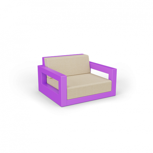 Кресло Quarter lounge с подушками сиреневый / аксессуар бежевый