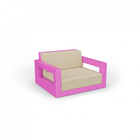 Кресло Quarter lounge с подушками фиолетовый / аксессуар бежевый