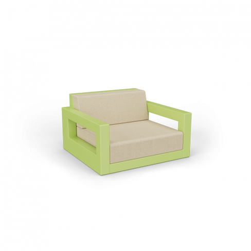 Кресло Quarter lounge с подушками зеленый / аксессуар бежевый