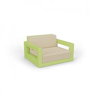 Кресло Quarter lounge с подушками зеленый / аксессуар бежевый