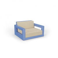 Кресло Quarter lounge с подушками синий / аксессуар бежевый