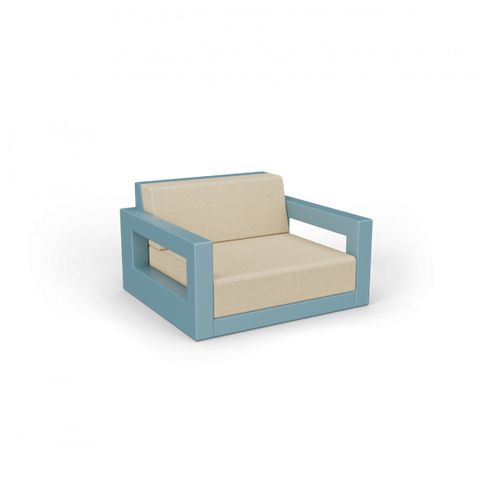 Кресло Quarter lounge с подушками бирюзовый / аксессуар бежевый