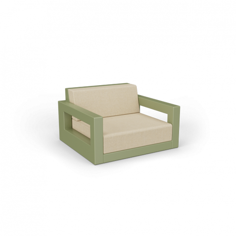 Кресло Quarter lounge с подушками темно-зеленый / аксессуар бежевый