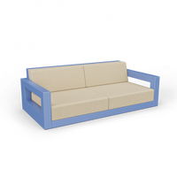 Диван Quarter lounge с подушками синий / аксессуар бежевый
