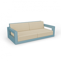 Диван Quarter lounge с подушками бирюзовый / аксессуар бежевый