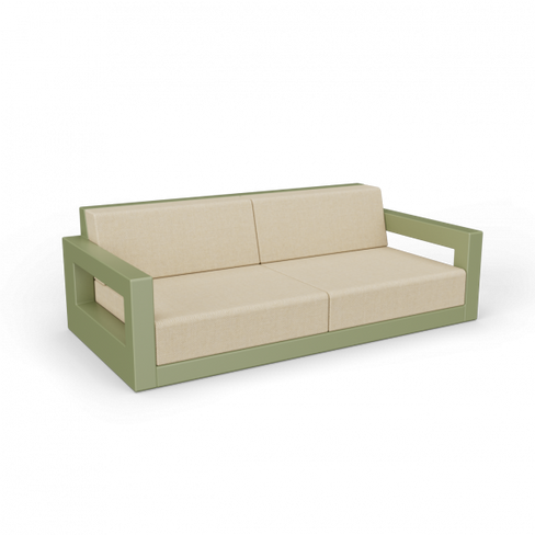 Диван Quarter lounge с подушками темно-зеленый / аксессуар бежевый