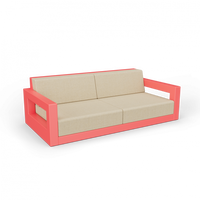 Диван Quarter lounge с подушками красный / аксессуар бежевый