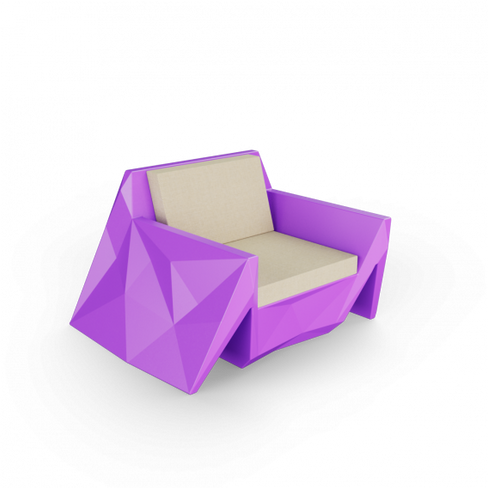 Кресло Quaro с подушками сиреневый / аксессуар бежевый