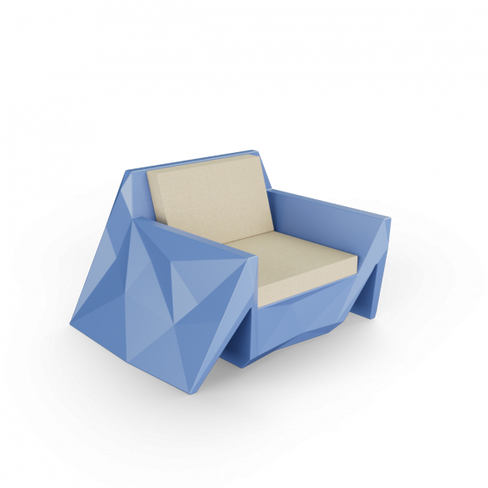 Кресло Quaro с подушками синий / аксессуар бежевый