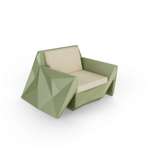 Кресло Quaro с подушками темно-зеленый / аксессуар бежевый