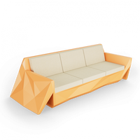 Диван Quaro с подушками оранжевый / аксессуар бежевый