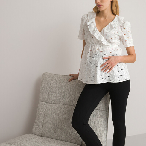 Блузка для периода беременности с английской вышивкой 42 (FR) - 48 (RUS) белый