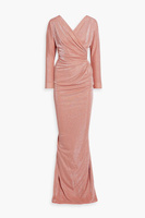 Платье из блестящего джерси с запахом и блестками Rhea Costa, розовое золото