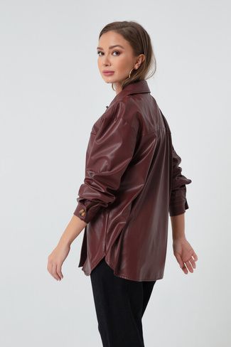 Женская рубашка из искусственной кожи бордового цвета Lafaba, бордовый