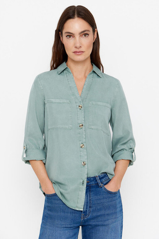Джинсовая рубашка из тенселя Cortefiel, бледно-зеленый