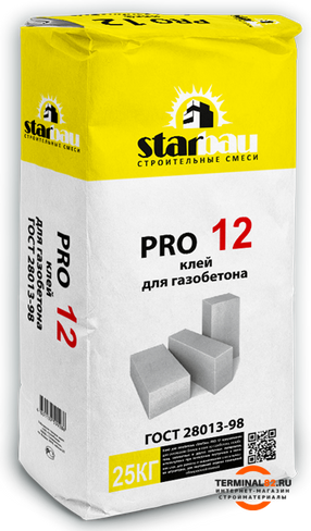 Клей для газобетона StarBau PRO 12 (25 кг)