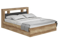 Двуспальная кровать Прима Дуб Каньон / Графит, 160х200 см, С основанием настил