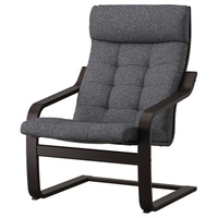 ПОЭНГ Кресло, черно-коричневый/Гуннаред темно-серый POÄNG IKEA