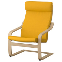 ПОЭНГ Кресло, дубовый шпон светлый/Скифтебо желтый POÄNG IKEA