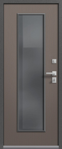 Входная дверь для дома Т-2 Premium Антрацит муар - Софт ясень грей - Цвет стекла Grey