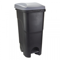 Бак мусорный IDEA 85 л пластик на 2-х колесах с педалью серый/черный (86x39x39 см) IDEA