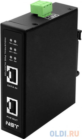 Промышленный PoE-инжектор Gigabit Ethernet на 90W. Соответствует стандартам PoE IEEE 802.3af/at/bt. Автоматическое опред