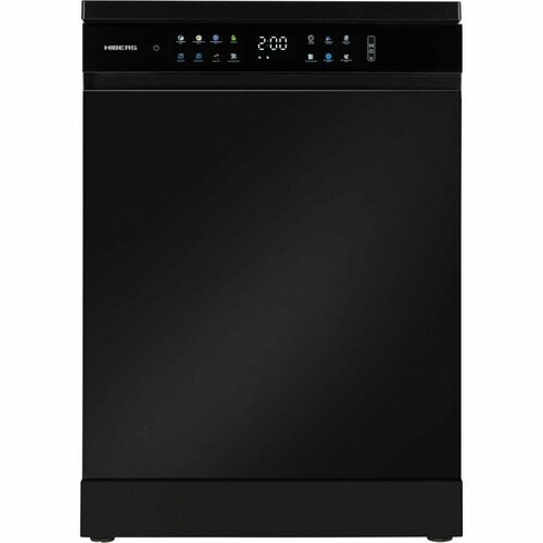 Посудомоечная машина HIBERG F68 1530 LB с возможностью встраивания, 8 программ, цветной дисплей, 15 комплектов, цвет чер