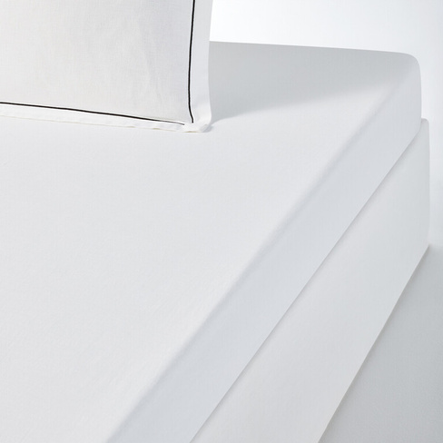 Простыня натяжная из осветленного хлопкальна Metis Bourdon 90 x 190 см белый