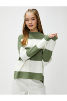 Женский зеленый полосатый свитер Koton