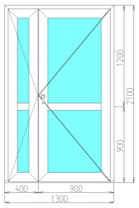Двупольная дверь 1300 размеры