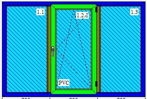 Окно ПВХ трехстворчатое 2100x1400 срединная комбинированая 24 мм