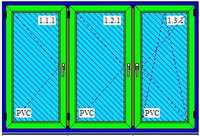 Окно ПВХ трехстворчатое 2100x1400 все открываются 32 мм