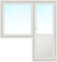 Окно пластиковое 1-створчатое с балконной дверью Nordprof 1860х2150мм 24мм