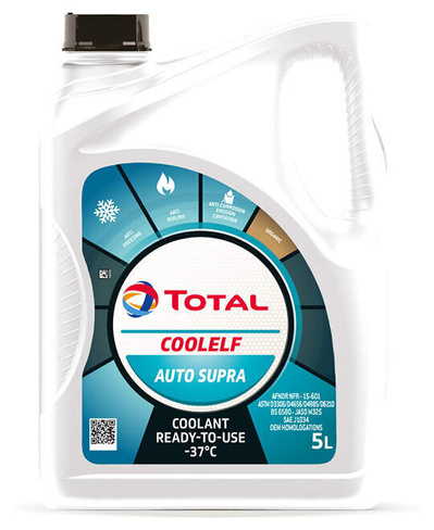 Антифриз TOTAL Coolelf Auto Supra -37° (оранжевый, готовый, 5л)