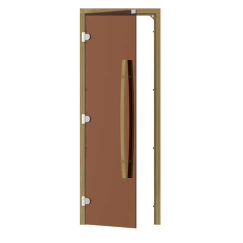 SAWO Дверь 7/19, бронза, левая, без порога, кедр, изогнутая ручка, 741-3SGD-L