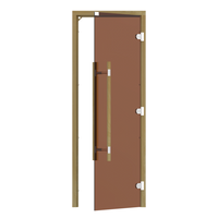 SAWO Дверь 7/19, бронза, правая, без порога, кедр, прямая ручка с металлической вставкой, 741-3SGD-R