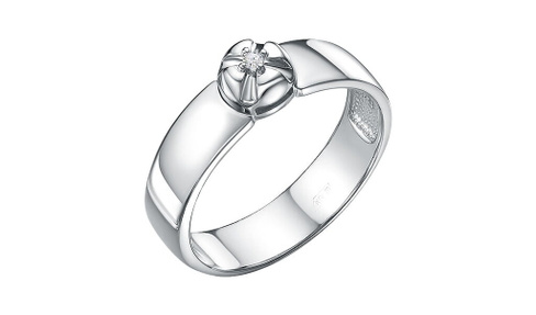 Кольцо серебряное Империал с бриллиантом