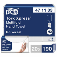 Полотенца бумажные 1 пачка 190 листов TORK H2 Universal 2-слойные цвет натуральный.234х213 Z-сложение 471103