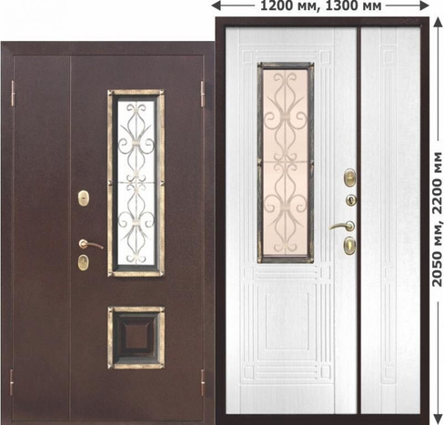 Двери входные Венеция 1300 Белый ясень/Венге (ФЕРРОНИ)
