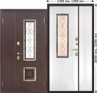 Двери входные Венеция 1300 Белый ясень/Венге (ФЕРРОНИ)