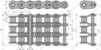 Трехрядная цепь приводная